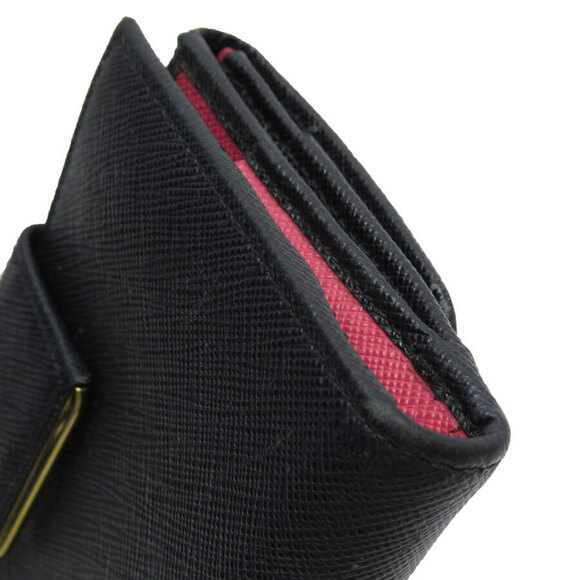 Prada bi fold leather wallet Navy Blue pink gold - Picture 3 of 5